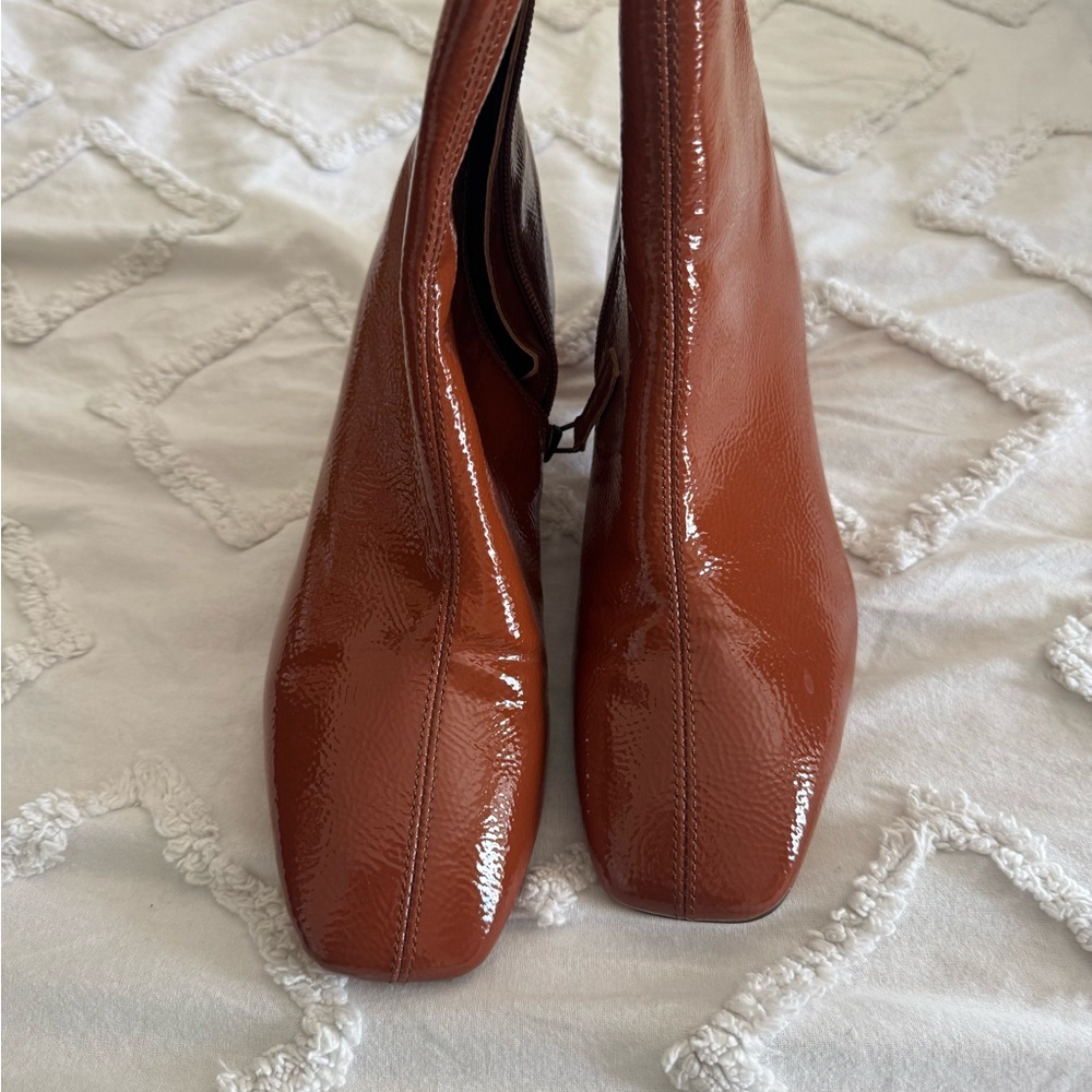Urban Outfitters Tan Patent Ankle Boots